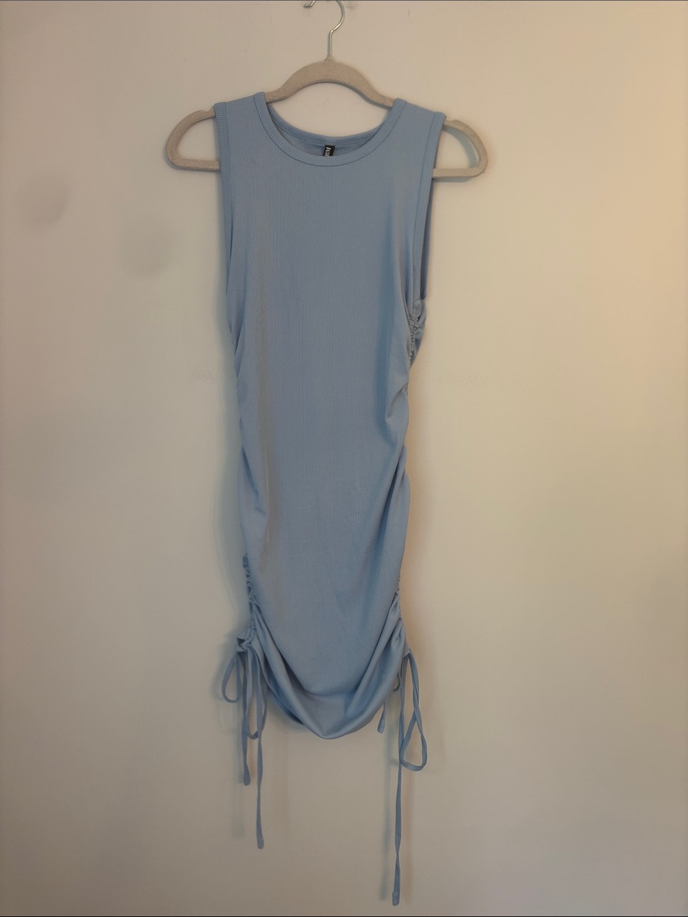 Sleeveless Ruched Mini Dress in Light Blue